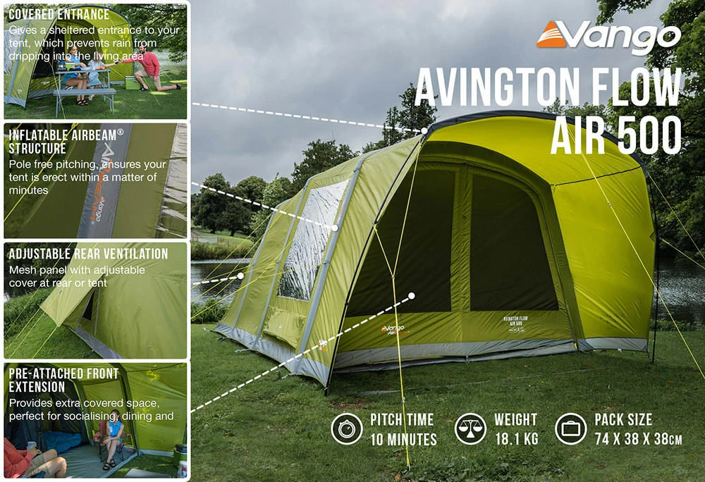 Vango Airbeam Vango Avington Flow Air 500 Tent (2022) 8 Vango Airbeam Vango Avington Flow Air 500 Tent (2022) - Image 6
