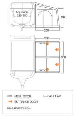 Vango Airbeam Vango Balletto Air 330 Elements ProShield Caravan Awning (2023) -Outdoor Haven Shop balletto 330 floorplan