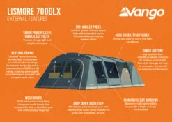 Vango Lismore 700DLX Poled Tent Package (2023) -Outdoor Haven Shop lismore 700dlx infographic